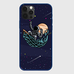 Чехол для iPhone 12 Pro Max Космонавт на волне серфинг, цвет: 3D-тёмно-синий