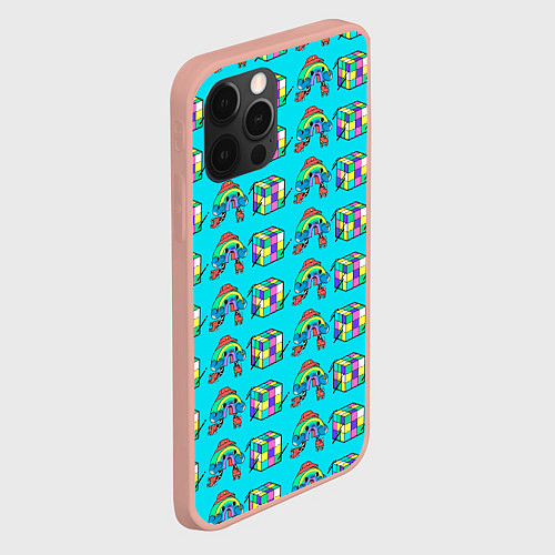 Чехол iPhone 12 Pro Max RAINBOW AND CUBE / 3D-Светло-розовый – фото 2
