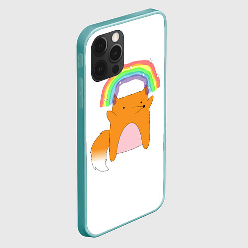 Чехол iPhone 12 Pro Max Rainbow Fox / 3D-Мятный – фото 2