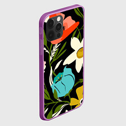 Чехол для iPhone 12 Pro Max Яркие цветы на фоне тёмной летней ночи, цвет: 3D-сиреневый — фото 2
