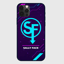 Чехол для iPhone 12 Pro Max Символ Sally Face в неоновых цветах на темном фоне, цвет: 3D-черный