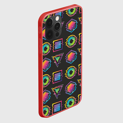 Чехол iPhone 12 Pro Max Геометрический яркий глитч / 3D-Красный – фото 2