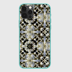 Чехол для iPhone 12 Pro Max Black silver geometry, цвет: 3D-мятный
