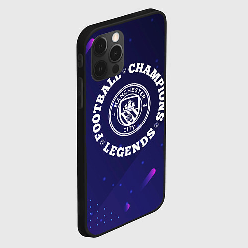 Чехол iPhone 12 Pro Max Символ Manchester City и круглая надпись Football / 3D-Черный – фото 2