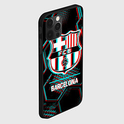 Чехол для iPhone 12 Pro Max Barcelona FC в стиле Glitch на темном фоне, цвет: 3D-черный — фото 2