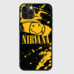 Чехол для iPhone 12 Pro Max NIRVANA логотип и краска, цвет: 3D-черный