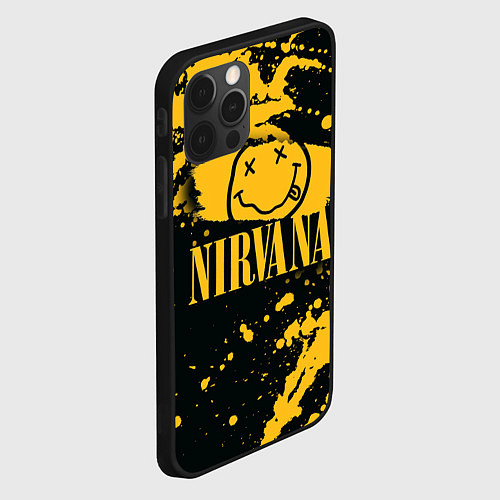 Чехол iPhone 12 Pro Max NIRVANA логотип и краска / 3D-Черный – фото 2