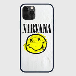 Чехол для iPhone 12 Pro Max Nirvana логотип гранж, цвет: 3D-черный