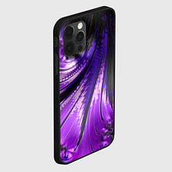 Чехол для iPhone 12 Pro Max Неоновый фрактал черный с фиолетовым Абстракция, цвет: 3D-черный — фото 2