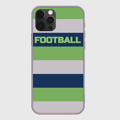 Чехол iPhone 12 Pro Max Цветные полосы текст футбол Text football colored / 3D-Серый – фото 1