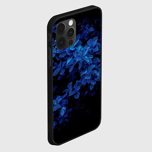 Чехол iPhone 12 Pro Max BLUE FLOWERS Синие цветы / 3D-Черный – фото 2