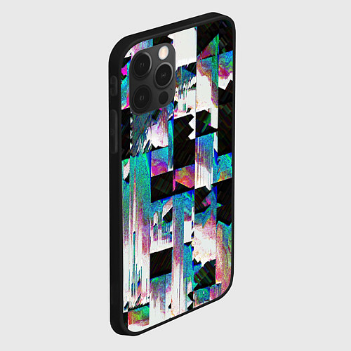 Чехол iPhone 12 Pro Max Glitch Abstract squares Глитч Абстрактные квадраты / 3D-Черный – фото 2