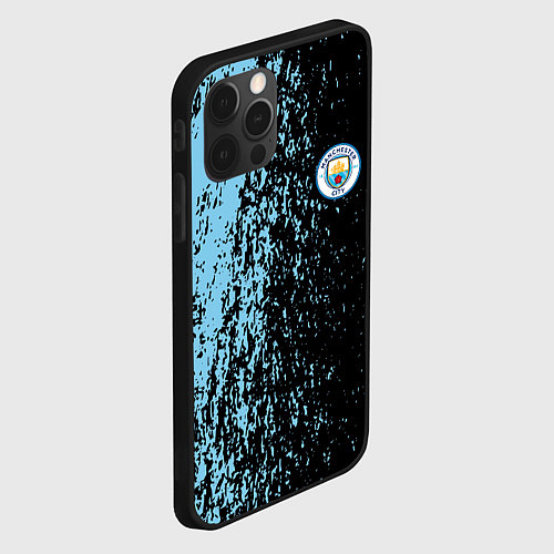 Чехол iPhone 12 Pro Max Manchester city манчестер сити голубые брызги / 3D-Черный – фото 2