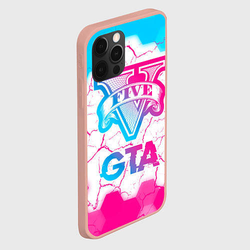 Чехол iPhone 12 Pro Max GTA Neon Gradient / 3D-Светло-розовый – фото 2