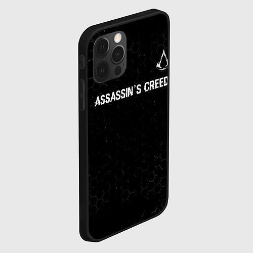 Чехол iPhone 12 Pro Max Assassins Creed Glitch на темном фоне / 3D-Черный – фото 2
