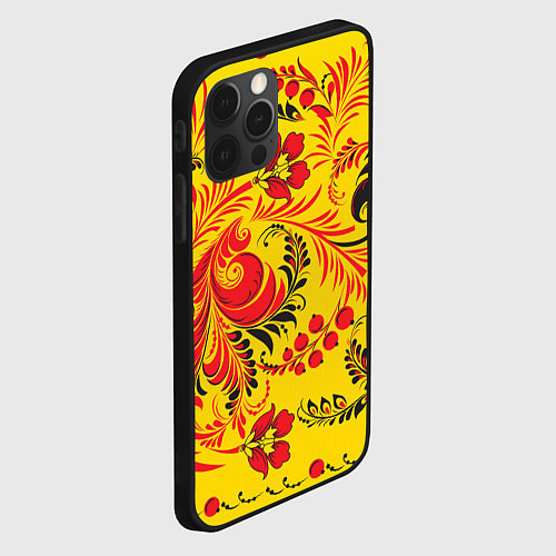 Чехол iPhone 12 Pro Max Хохломская Роспись Цветы / 3D-Черный – фото 2
