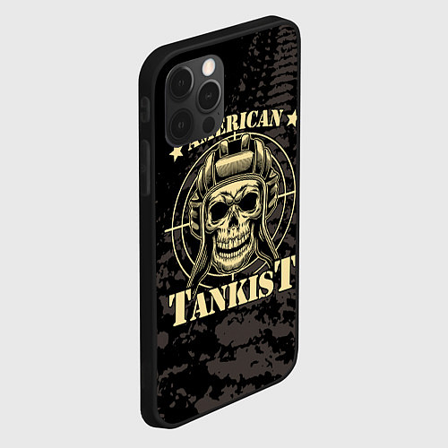 Чехол iPhone 12 Pro Max American tankist Skull in the headset / 3D-Черный – фото 2