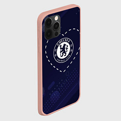 Чехол для iPhone 12 Pro Max Лого Chelsea в сердечке на фоне мячей, цвет: 3D-светло-розовый — фото 2