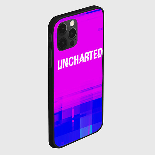 Чехол iPhone 12 Pro Max Uncharted Glitch Text Effect / 3D-Черный – фото 2