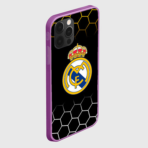 Чехол iPhone 12 Pro Max Real madrid соты / 3D-Сиреневый – фото 2