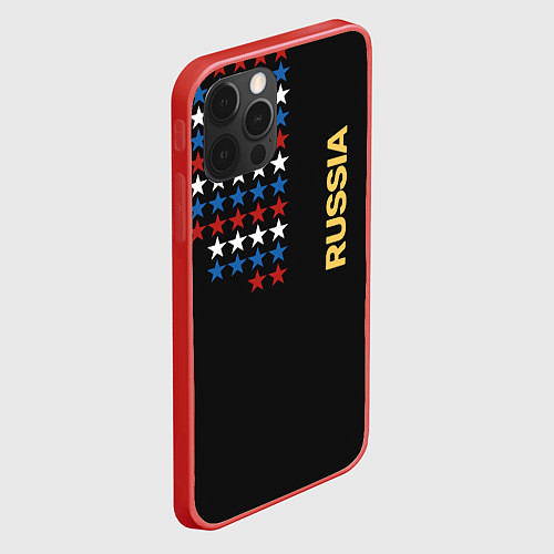 Чехол iPhone 12 Pro Max Russia - Россия звёзды / 3D-Красный – фото 2