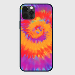 Чехол для iPhone 12 Pro Max Тай дай в радуге, цвет: 3D-черный