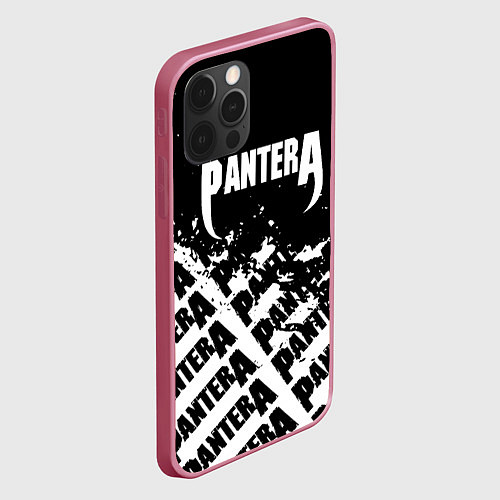 Чехол iPhone 12 Pro Max Пантера pantera паттерн / 3D-Малиновый – фото 2