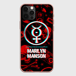 Чехол для iPhone 12 Pro Max Marilyn Manson Rock Glitch, цвет: 3D-светло-розовый