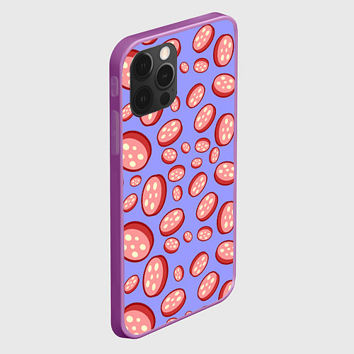Чехол iPhone 12 Pro Max Колбасный дождь / 3D-Сиреневый – фото 2
