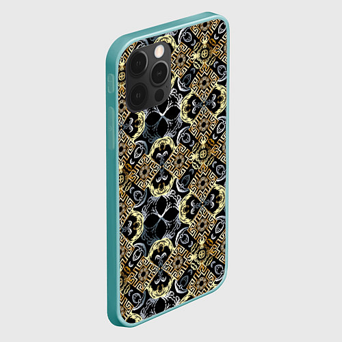 Чехол iPhone 12 Pro Max BLACK AND GOLD узоры / 3D-Мятный – фото 2