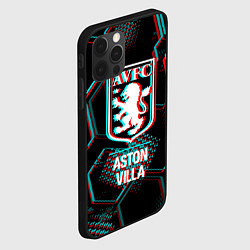 Чехол для iPhone 12 Pro Max Aston Villa FC в стиле Glitch на темном фоне, цвет: 3D-черный — фото 2
