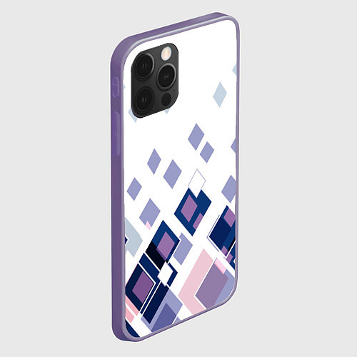 Чехол iPhone 12 Pro Max Геометрический узор в бело-синий тонах / 3D-Серый – фото 2