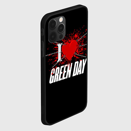 Чехол iPhone 12 Pro Max Green Day Сердце / 3D-Черный – фото 2