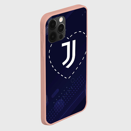 Чехол iPhone 12 Pro Max Лого Juventus в сердечке на фоне мячей / 3D-Светло-розовый – фото 2