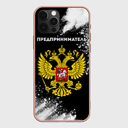 Чехол для iPhone 12 Pro Max Предприниматель из России и Герб Российской Федера, цвет: 3D-светло-розовый