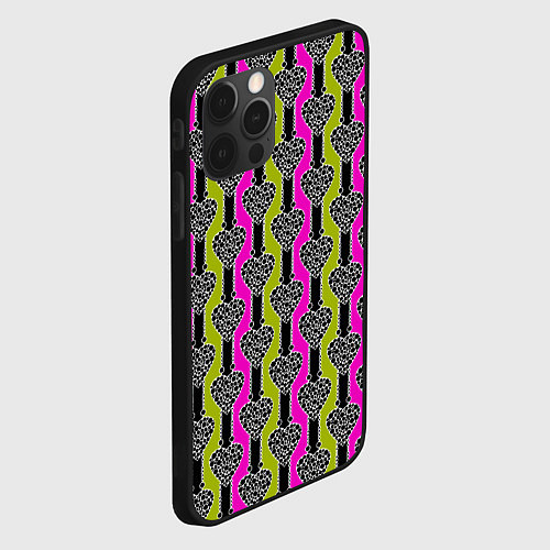 Чехол iPhone 12 Pro Max Striped multicolored pattern Сердце / 3D-Черный – фото 2