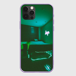 Чехол для iPhone 12 Pro Max Неоновая спальня - Зелёный, цвет: 3D-сиреневый