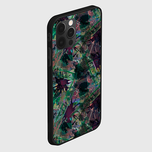 Чехол iPhone 12 Pro Max Абстрактный гранжевый принт с кляксами и штрихами / 3D-Черный – фото 2