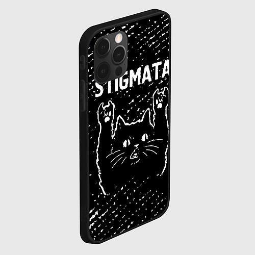 Чехол iPhone 12 Pro Max Группа Stigmata и Рок Кот / 3D-Черный – фото 2