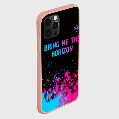 Чехол iPhone 12 Pro Max Bring Me the Horizon Neon Gradient / 3D-Светло-розовый – фото 2