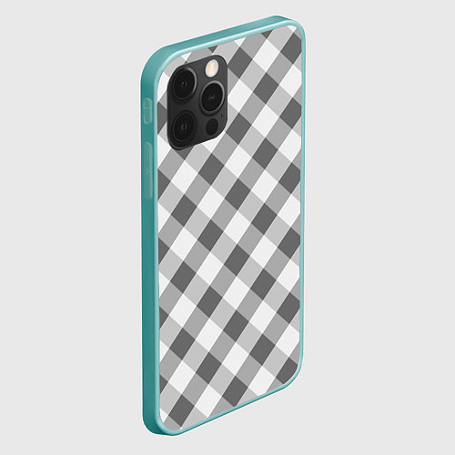 Чехол iPhone 12 Pro Max Бело-серый клетчатый узор tartan / 3D-Мятный – фото 2