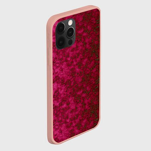 Чехол iPhone 12 Pro Max Мраморная красная текстура камня red marble / 3D-Светло-розовый – фото 2