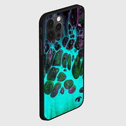 Чехол для iPhone 12 Pro Max Неоновый песок и камни - Голубой, цвет: 3D-черный — фото 2