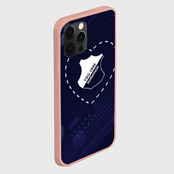 Чехол для iPhone 12 Pro Max Лого Hoffenheim в сердечке на фоне мячей, цвет: 3D-светло-розовый — фото 2