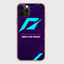 Чехол для iPhone 12 Pro Max Символ Need for Speed в неоновых цветах на темном, цвет: 3D-светло-розовый