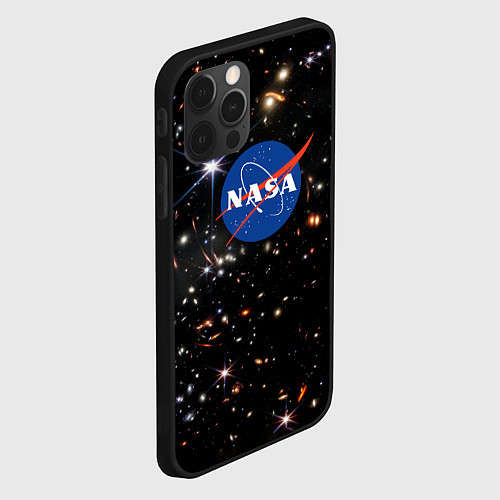 Чехол iPhone 12 Pro Max Самое четкое изображение ранней Вселенной NASA Лог / 3D-Черный – фото 2