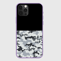 Чехол для iPhone 12 Pro Max Полукамуфляж Тёмно-Серый, цвет: 3D-сиреневый