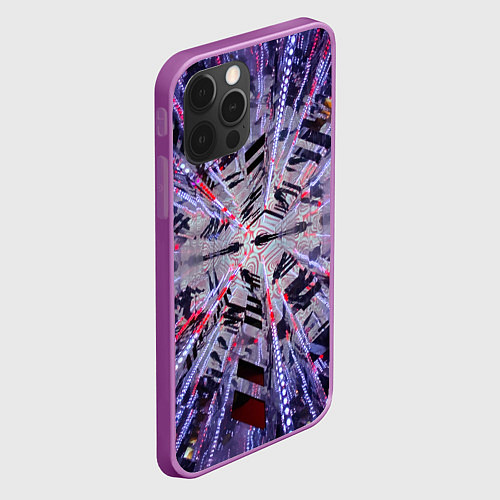 Чехол iPhone 12 Pro Max Неоновый абстрактный коридор - Фиолетовый / 3D-Сиреневый – фото 2