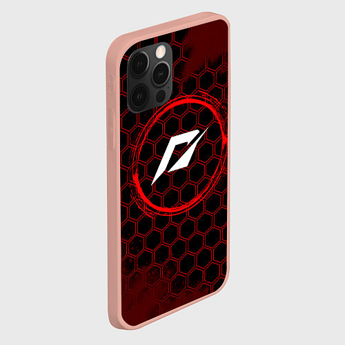 Чехол iPhone 12 Pro Max Символ Need for Speed и краска вокруг на темном фо / 3D-Светло-розовый – фото 2