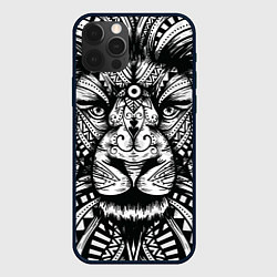 Чехол для iPhone 12 Pro Max Черно белый Африканский Лев Black and White Lion, цвет: 3D-черный